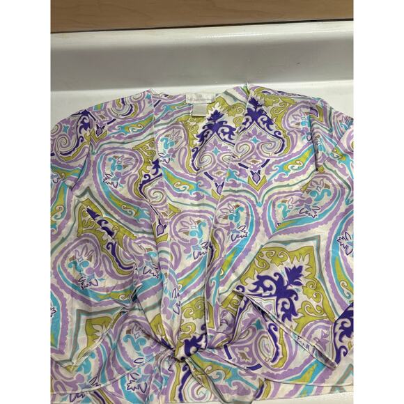 SOFT SURROUNDINGS 100% Silk Tie Front Paisley Lightweight Spring/Summer Wrap M - Picture 7 of 7